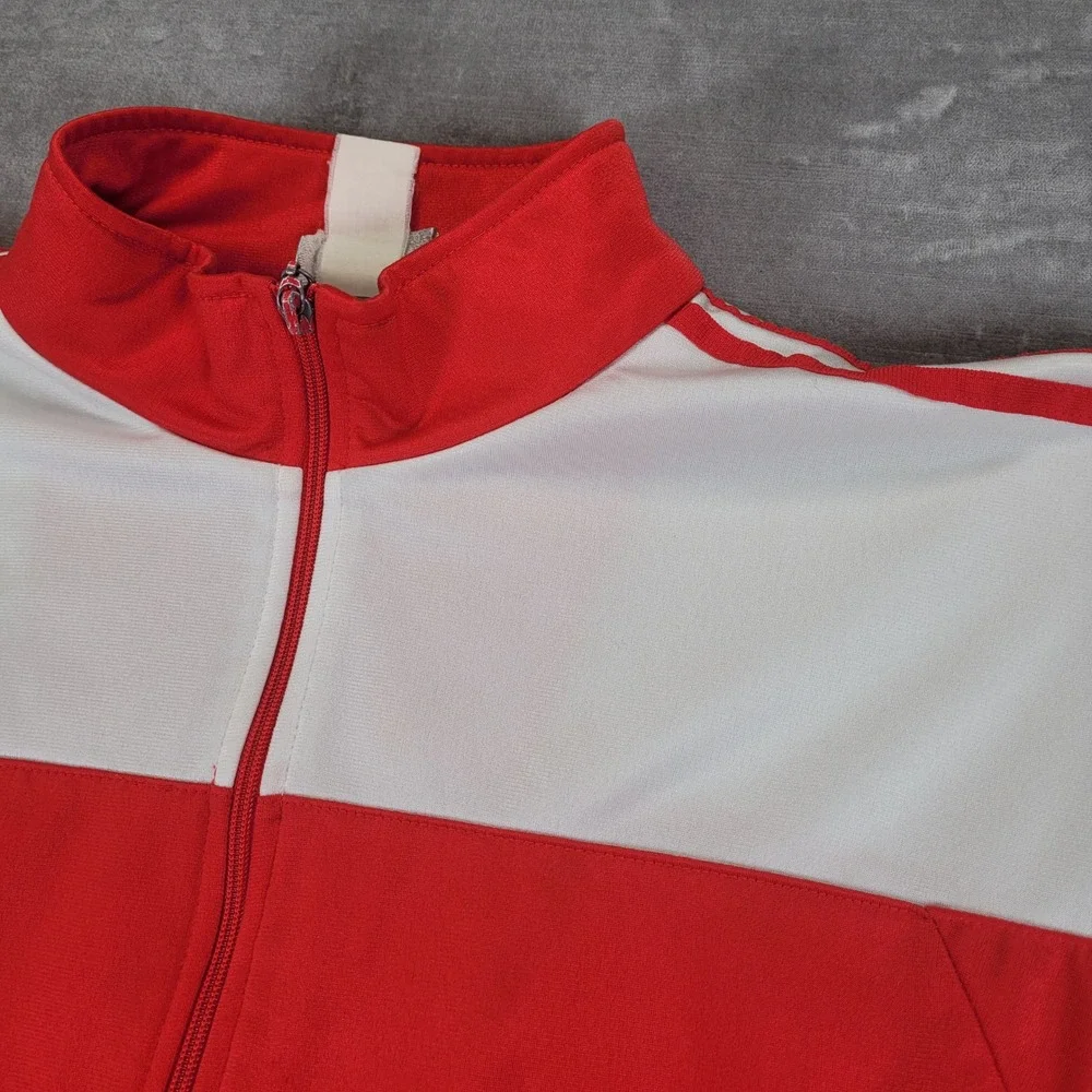 Vintage 80's Adidas Trefoil‎ Track Jacket Red White Colorblock Mens Zip Up Small
